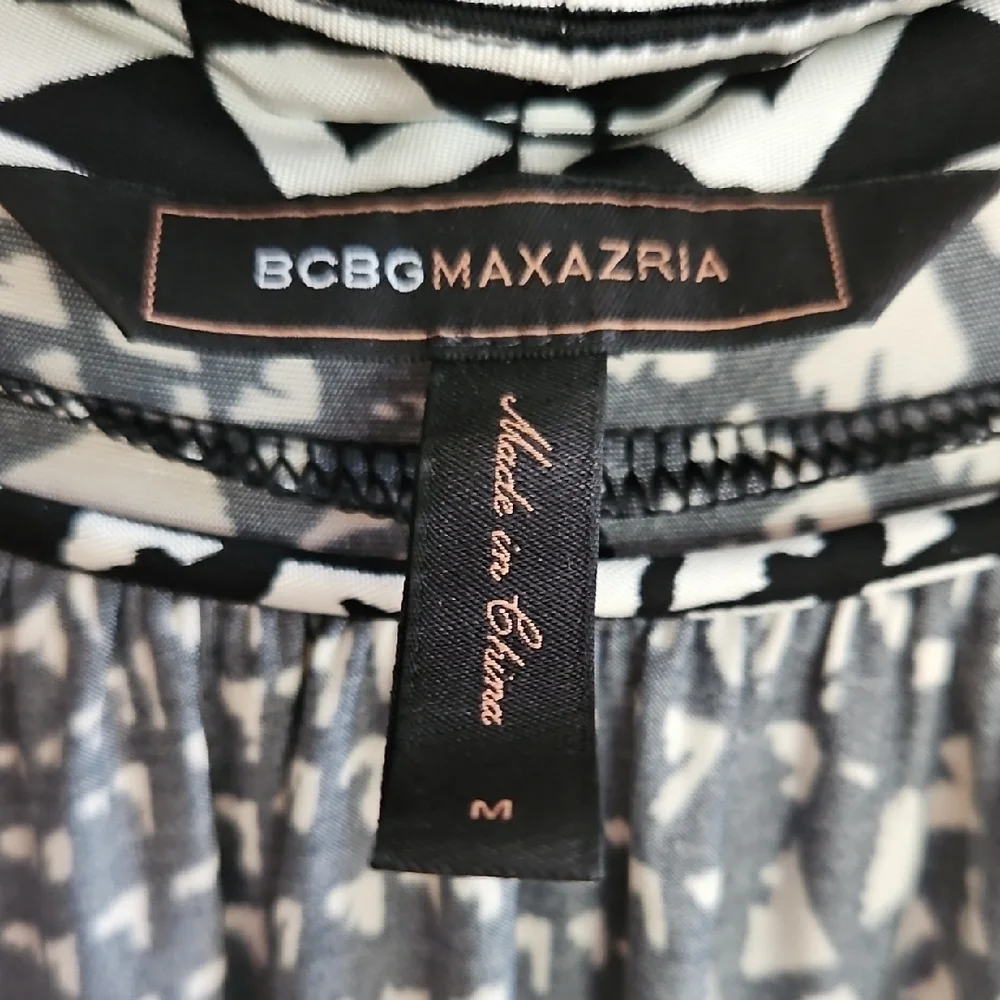 BCBGMaxAzria Black and White Patterned Backless Dress - Picture 2 of 4